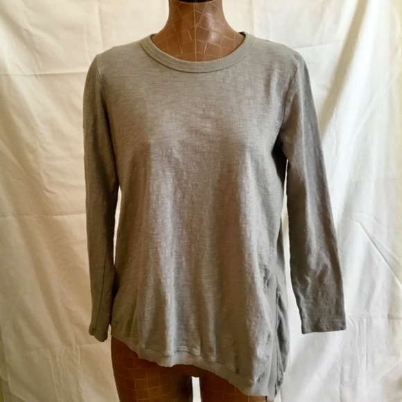 Asymmetrical Side Slit Tunic Tee Shirt by Lush MED Gray - Picture 2 of 10